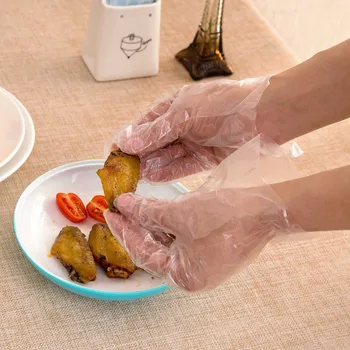 200шт Бытовых Одноразовых пластиковых Прозрачных перчаток с экстрактивной упаковкой для кухни, выпечки, утолщения пищевой пленки, перчаток