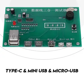 3 in1 Type-C / Mini / Micro USB Tristar Док-Станция Для Зарядки IC-Кабеля Triad Tester Для iPhone Android С Bee Cue и Индикаторными Лампочками