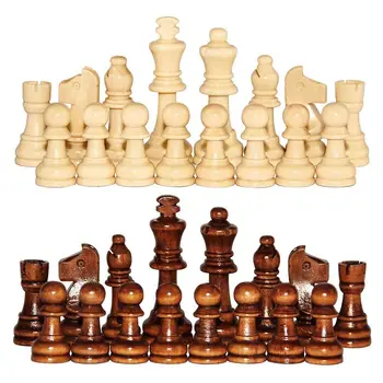 32ШТ Деревянные шахматы 2,2 дюйма Деревянная международная шахматная игра Стандартный образовательный набор словесных шахмат для игры родителей и детей