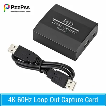 4K 60Hz Loop Out HDMI-Совместимая Карта Захвата Аудио-Видеозаписи В Режиме Реального Времени USB 2.0 1080P Grabber Для Игровой Камеры PS4