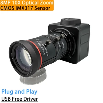 8-Мегапиксельная 10-кратная USB-камера с Оптическим Зумом с Переменным Фокусным расстоянием 5-50 мм CS-Объектив CMOS IMX317 Веб-камера с Ручной Фокусировкой 4096x2160 HD CCTV PC Видеокамера