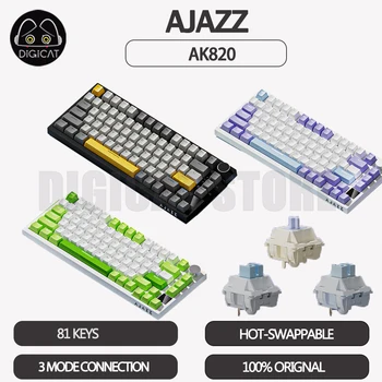 Ajazz AK820 Механическая Игровая Клавиатура 3 Режима USB/2.4 G/Bluetooth Беспроводная Клавиатура RGB Подсветка Горячая Замена Геймерской Клавиатуры Подарки