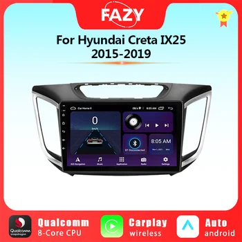 Android 12 Carplay для Hyundai Creta IX25 2015-2019 2 Din Мультимедийный автомобильный радиоприемник Видеоплеер GPS Навигация Стерео Авторадио 4G