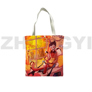 Bolsa de compras dobrável chefe Helluva para mulheres, sacola grande, bolsa de lona reutilizável, bolsas de moda Kawaii Anime