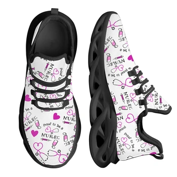 INSTANTARTS Новые легкие женские кроссовки для бега Медсестра больница Медицинские розовые кроссовки с противоскользящей сеткой с рисунком Женская обувь для медсестер