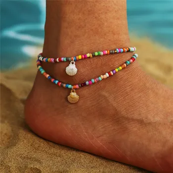 LETAPI Новый ножной браслет ручной работы из бисера, браслеты в богемном золотисто-серебристом цвете, браслет на лодыжку на ногу, пляжные украшения для ног
