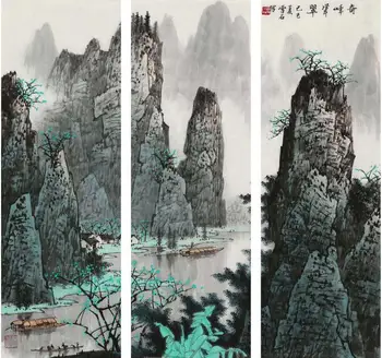 MT4033 Китайский стиль странные вершины снежный каменный пейзаж Печать на холсте Плакат для декора гостиной Домашняя Настенная картина
