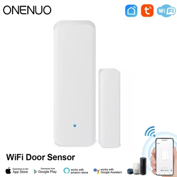 ONENUO Tuya WiFi, Датчик открытия двери, Магнитный детектор Открытия двери, защита дома, Smart Life Door Alexa Google