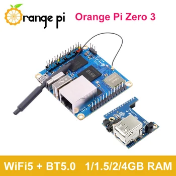 Orange Pi Zero 3-4 ГБ 2 ГБ 1,5 ГБ 1 ГБ оперативной памяти Allwinner H618 Четырехъядерный процессор Cortex-A53 64-разрядный Двухдиапазонный WiFi5 BT 5.0 С интерфейсной платой
