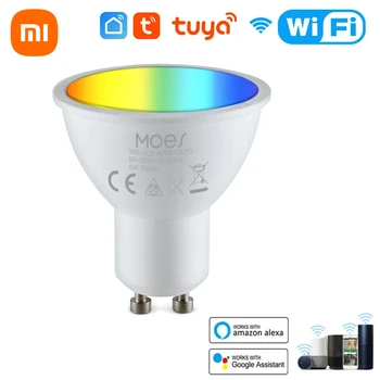 Xiaomi Tuya Zigbee Smart GU10 Лампочка Прожектор RGB + CCT 100-240 В 5 Вт Светодиодная Лампа с Регулируемой Яркостью Голосовое Управление Работой Alexa Google
