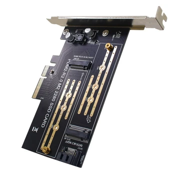 Адаптер PCIE к M.2 SATA M.2 M КЛЮЧ Nvme SSD NGFF К адаптеру PCIE PCIE 4X Двухканальная плата Riser Card