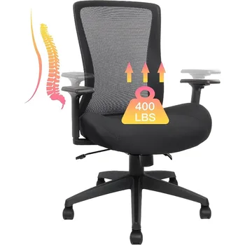 Большой и высокий офисный стул для тяжелых людей весом 400 фунтов, эргономичный рабочий стул, сетчатый компьютерный стул с поясничной поддержкой