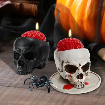 Готический подсвечник с черепом, ароматические свечи на Хэллоуин, горшок для кашпо с черепом, Кровоточащие свечи, домашний декор на Готический Хэллоуин, Жуткие подарки