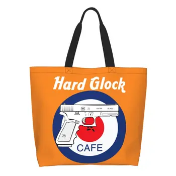Жесткая сумка для покупок в кафе Glock, холщовая сумка для покупок через плечо, большая вместительная моющаяся сумка с логотипом пистолета США