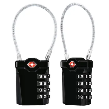 Замки для багажа TSA 4-значный кодовый замок Защитный замок Дорожный замок с гибким кабелем для багажа, рюкзака, школы или спортзала