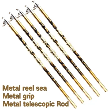 Золотая телескопическая удочка 2,1-3,6 м, ручка из стекловолокна FRP, EVA, Профессиональные карповые спиннинги, Вес для рыбалки 5 кг, Морская река