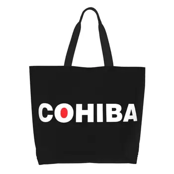 Изготовленные на заказ холщовые сумки для покупок для сигар Cohibas, женские моющиеся сумки-тоут для покупок продуктов большой емкости