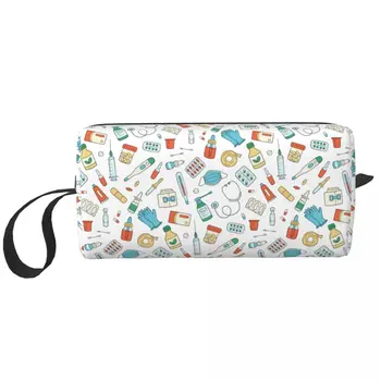 Красочные элементы медсестры, дорожная сумка для туалетных принадлежностей, косметический органайзер для ухода за больными, сумки для хранения косметики Dopp Kit Case Box