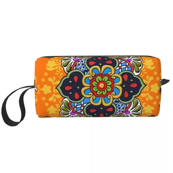 Мексиканская керамическая плитка Talavera Flower, Косметичка для женщин, Косметический органайзер для путешествий, Модные сумки для хранения туалетных принадлежностей