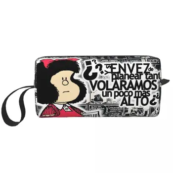 Милая косметичка Mafalda, женские сумки для макияжа, дорожная водонепроницаемая сумка для туалетных принадлежностей, сумка-органайзер для хранения