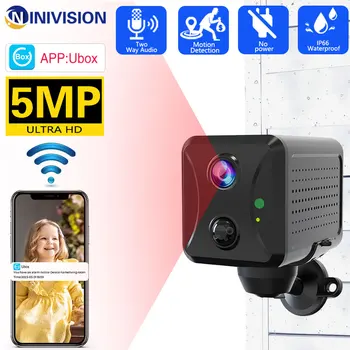 Мини-камера WIFI 5 Мп, встроенный аккумулятор, запись IP-видео, ИК-ночное видение, обнаружение человека, видеонаблюдение, микрокамерное видеонаблюдение
