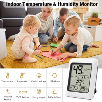 Мини-электронный термогигрометр, гигрометр для помещений, прочный ЖК-цифровой Бытовой измеритель температуры и влажности в спальне