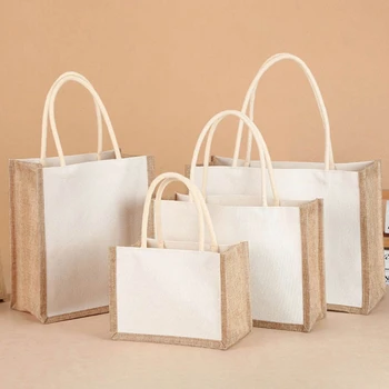 Многоразовая джутовая сумка для покупок, сумки большой емкости для женщин, сумка для продуктов из мешковины, экосумка, женская сумка-тоут, тканевая сумка для покупок, кошелек