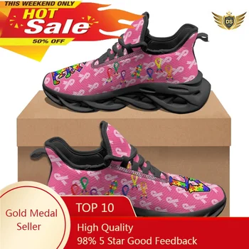 Модели осведомленности об аутизме, красочные кроссовки с принтом-головоломкой для женщин, летние Осенние кроссовки для занятий спортом на открытом воздухе, дышащие кроссовки
