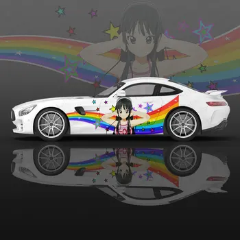 Наклейки на кузов автомобиля с радугой и аниме-девушкой Itasha Виниловая наклейка на бок автомобиля наклейка на кузов автомобиля наклейки для декора автомобиля