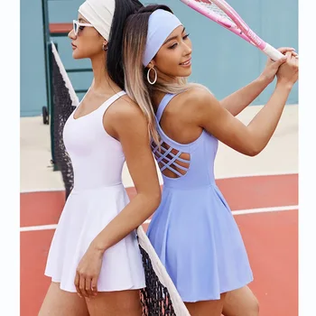 Новые спортивные шорты из двух частей, цельная теннисная юбка, цельный костюм для фитнеса и йоги С красивой спиной Lulu