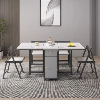 Обеденный стол с деревянным полом в скандинавском стиле, современные нескользящие ресторанные складные столы, Белая Компактная Современная мебель Mesa De Jantar
