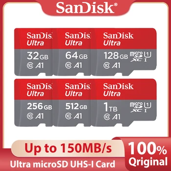 Оригинальная карта памяти Sandisk Ultra Micro sd 32GB64GB 128GB 256GB 512GB 1TB Высокоскоростная Карта Флэш-памяти A1 C10 TF Для Телефона ПК
