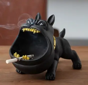 Пепельница с мультяшной собакой, креативная бытовая пепельница с защитой от уноса, Большая емкость, пепельница из смолы с милым животным, украшение дома, подарок для парня