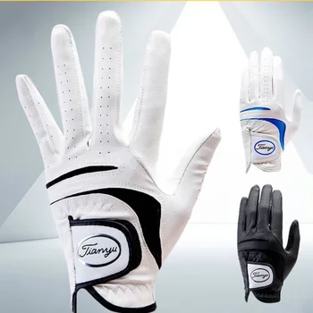 Перчатки для гольфа мужские Правая рука левая рука Черные Белые нескользящие дышащие перчатки Реквизит спортивные аксессуары высококачественная одежда