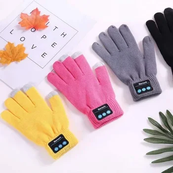 Перчатки с сенсорным беспроводным Bluetooth-динамиком, спорт на открытом воздухе, интеллектуальные перчатки, способные отвечать на телефонные звонки, зимние теплые вязаные перчатки