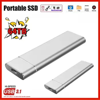 Портативный SSD-накопитель Высокоскоростной внешний SSD-накопитель 64 ТБ твердотельный диск внешний SSD-накопитель 1 ТБ 2 ТБ мобильный жесткий диск для ноутбука Xiaomi