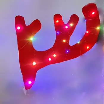 Праздничное украшение автомобиля Рождественскими оленьими рогами, Светящиеся Большие красные рога для рождественского декора автомобиля, Рождественский Оленьий рог