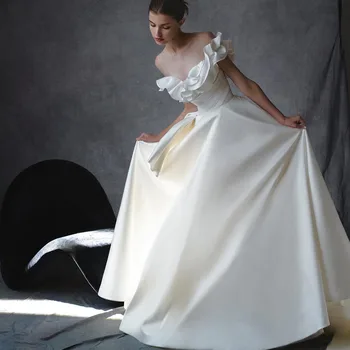 Пышное сексуальное свадебное платье без бретелек с открытой спиной и складками длиной до пола, Свадебное платье невесты на заказ, Vestido De Novia для женщин