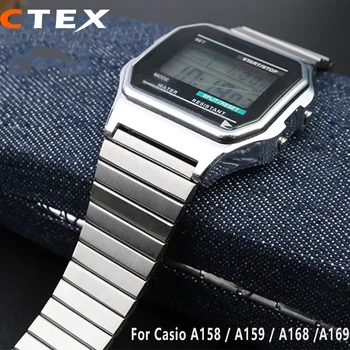 Ремешок для часов из нержавеющей стали 18 мм Для Casio A158/A159/A168/A169/B650/AQ230 a168w/A158W MRW200/AEQ-110 Металлический браслет-ремешок