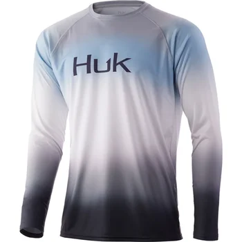 Рубашки для рыбалки Huk Pelagic с длинным рукавом с защитой от ультрафиолета, летний камуфляж, Влагоотводящий трикотаж, одежда для рыбалки