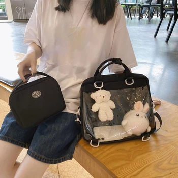 Рюкзак Harajuku, сумки JK для женщин и девочек, нейлоновые прозрачные сумки через плечо из ПВХ большой емкости, сумка через плечо