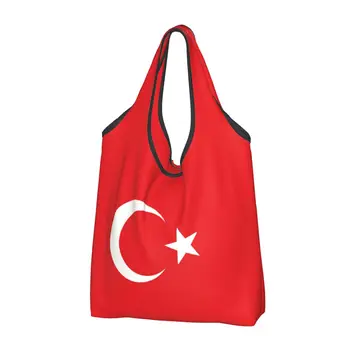 Сумки для покупок с флагом Турции на заказ, женские портативные сумки для покупок большой емкости, сумки для покупок