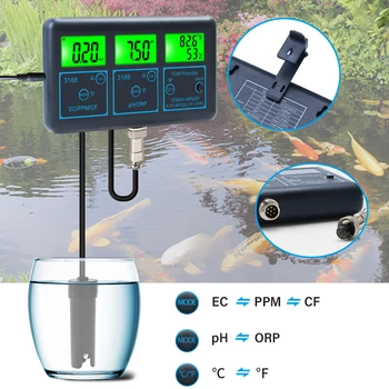 Умный монитор Tuya WiFi Аквариум для рыб, СПА-бассейн, Онлайн-измеритель качества воды PH ORP EC PPM CF, Тестер влажности и температуры, инструменты ATC