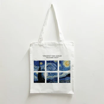 Холщовая сумка-тоут Van Gogh Эстетическая хозяйственная сумка Тканевая Эко-сумка Totebag Повседневная сумка через плечо Пляжная сумка Женские сумки