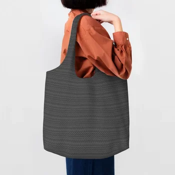 Художественная сумка для покупок с зигзагообразным рисунком, женская Богемная современная геометрическая холщовая сумка для покупок, сумки большой вместимости