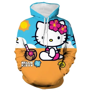 Элегантный женский пуловер Hello Kitty Sanrio Kawaii, теплый Мягкий свитер, милое свободное мини-пальто, топ в корейском стиле для вечеринок для девочек